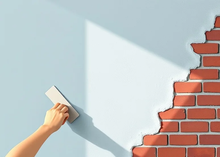 Application d'un enduit décoratif à la lisseuse sur un mur