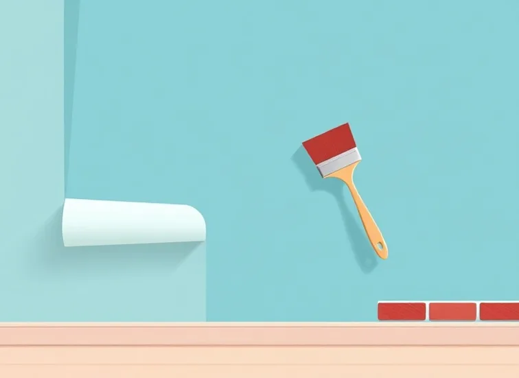 Pose de papier peint, rouleau et brosse à maroufler